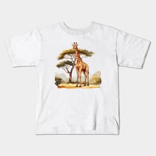 Watercolor Giraffe Kids T-Shirt